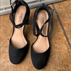 Christian Siriano wrap around ankle heels.